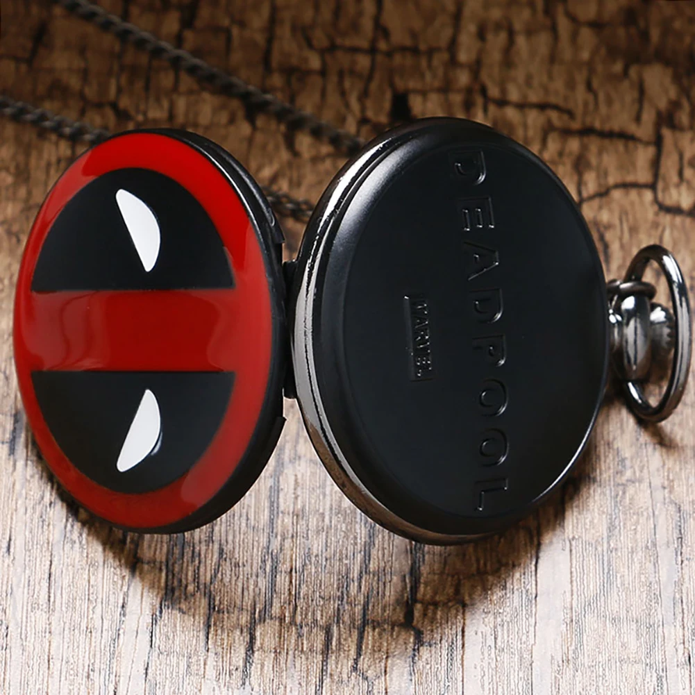 

Bronze Gold Deadpool Quartz Pocket Watch American Comic Badass Necklace Fob Chain Clock Kids Men Women Gifts Relogio Masculino