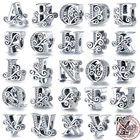 Qikaola 100% Настоящее серебро 925 буквы алфавита A-Z Шарм имя Бусина Подходит для оригинального браслета кулон ювелирные изделия CMC030