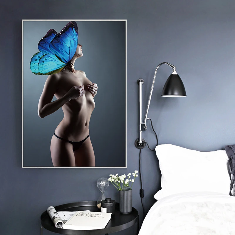 Абстрактная обнаженная женская живопись в виде бабочки сексуальная девушка