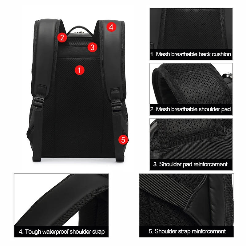Мужской рюкзак для ноутбука 15 6 дюйма черный водонепроницаемый деловой дорожный