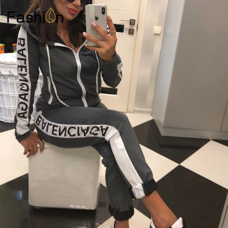 Женский комплект из двух предметов Осенний толстовки с длинным рукавом + длинные