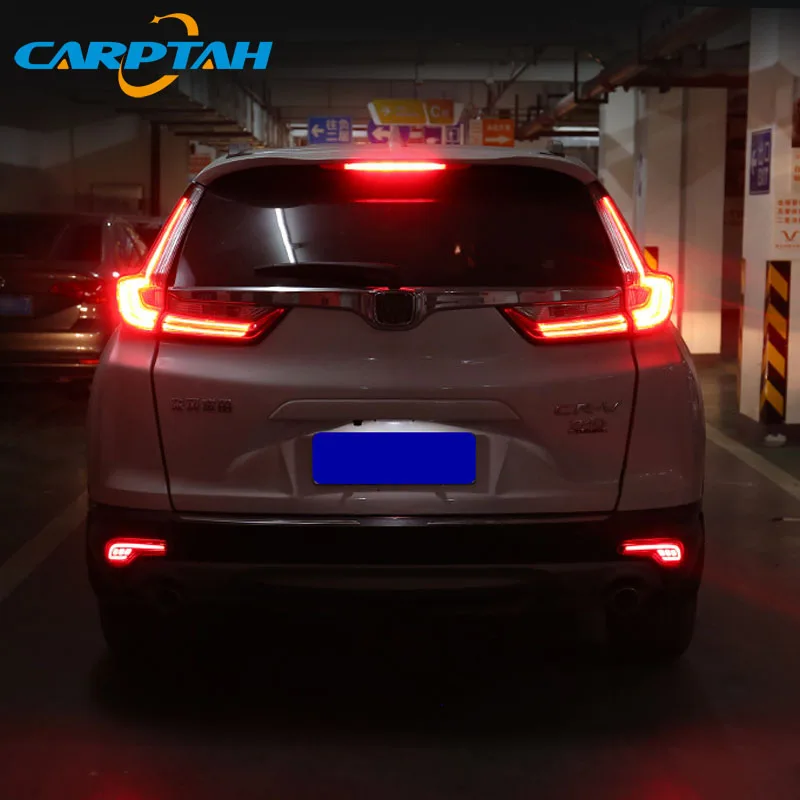 2PCS For Honda CR-V CRV 2017 2018 2019 LED Rear Fog Lamp Car LED Bumper Light Brake Light Dynamic Turn Signal Indicator Reflecto