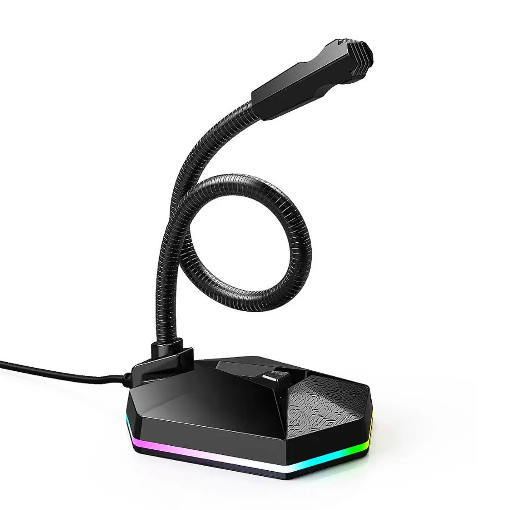 Новинка 2020 ПК микрофон RGB светильник USB шумоподавление регулировка 360 ° свободный