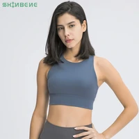 shinbene high neck push up fitness workout bras women high impact soft nylon dance yoga sports bras top athletic brassiere