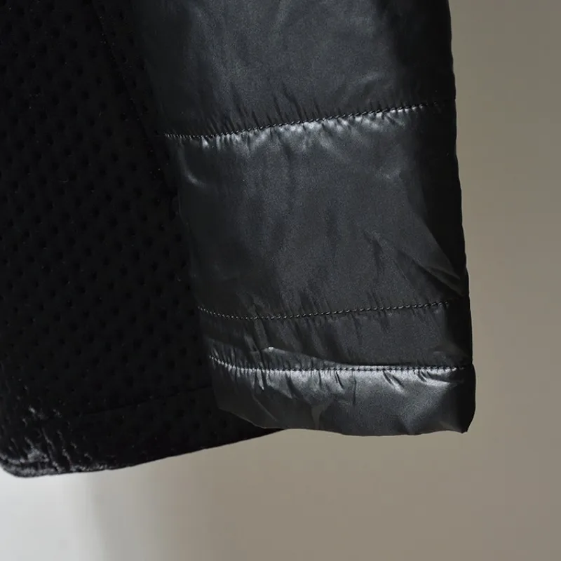 

Men Cotton Jacket Spliced Stand-Collar Single-Breasted Warm Coat Autumn Winter Black Fashion Casual New Male Slim Business Tops