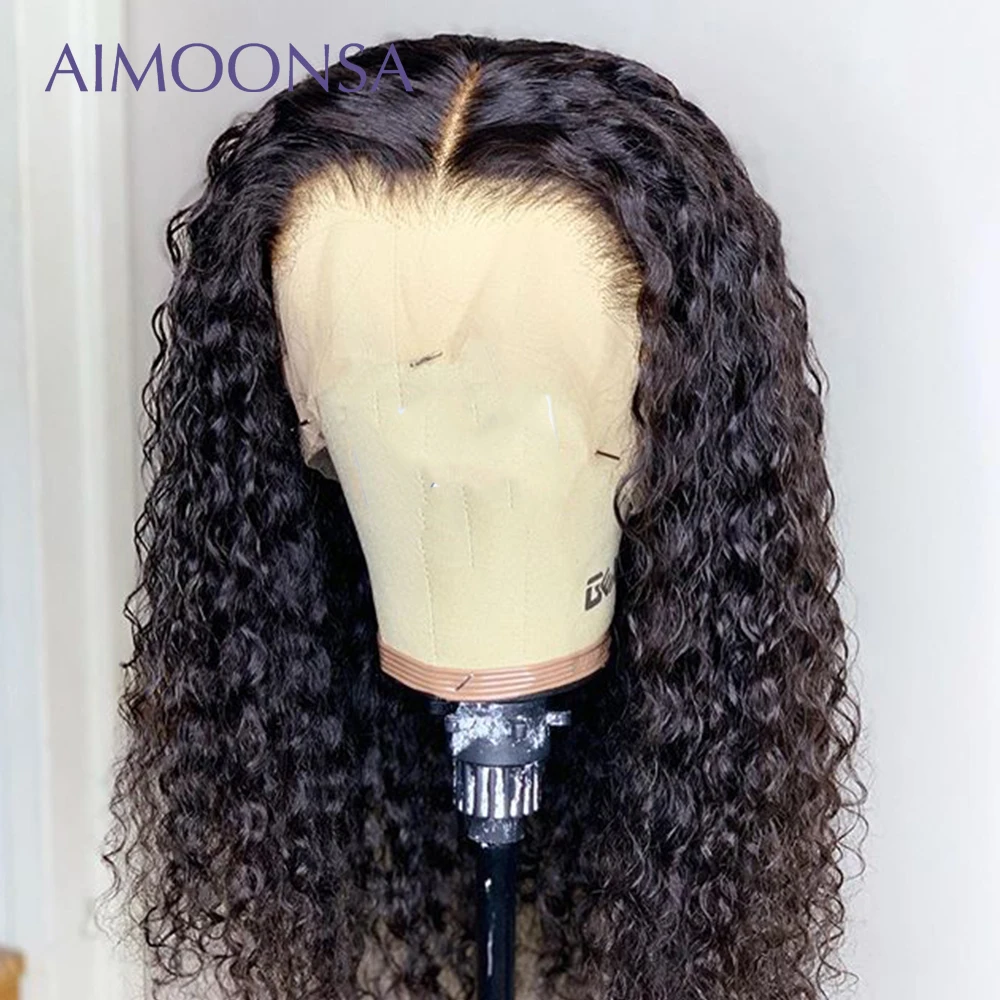 

Transparent Lace Wigs Curly Lace Front Wig Glueless Full Lace Wigs Ponytail Human Hair 150 Density Pre Plucked Babyhair Aimoonsa