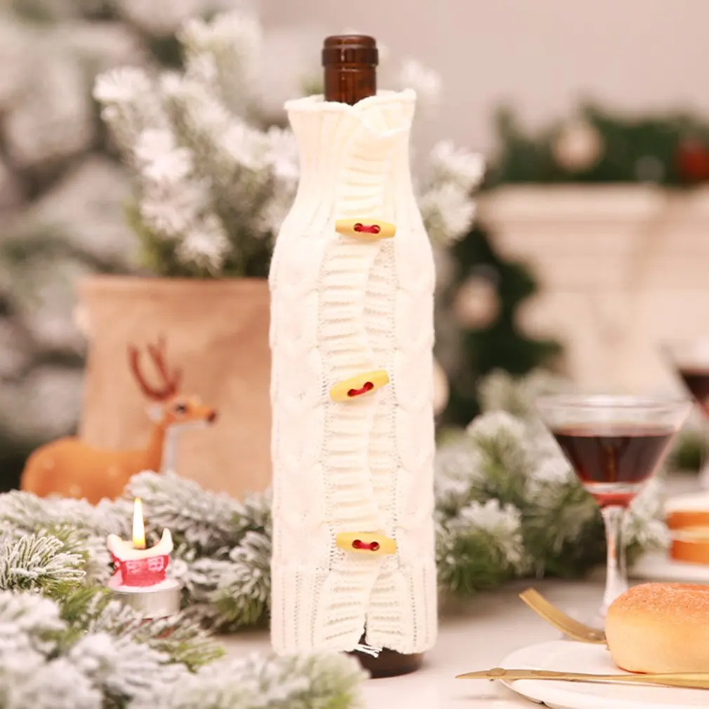 

Christmas Decoration Bottle Cover Bag Christmas Wine Bottle Set Champagne Wine Knitted Wine Set Bar Creative Dress Up