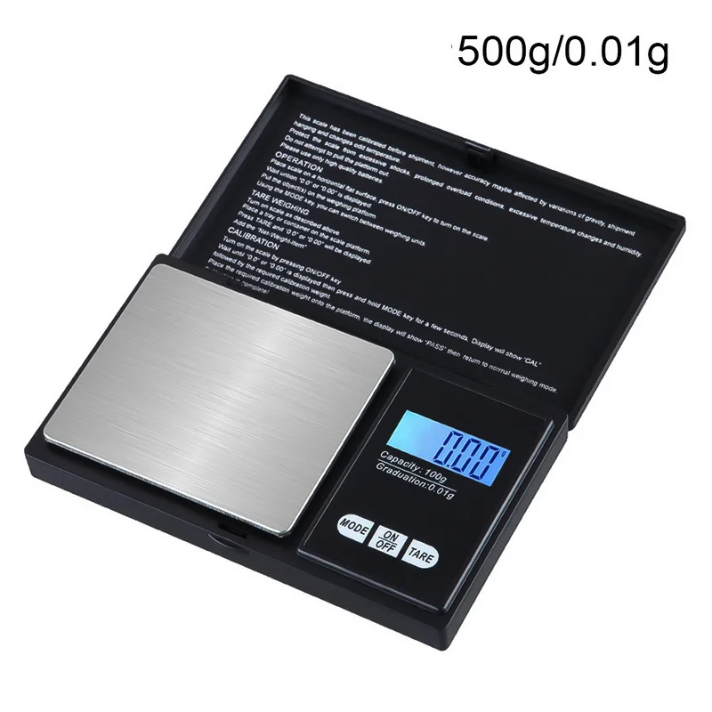 500g 0.01g Высокая точность Мини цифровые весы 100/200/500/1000g 0,01/0,1g ЖК-дисплей пищевая пипетка ювелирных изделий карманные весы точность взвешивания баланс - Цвет: 500g 0.01g