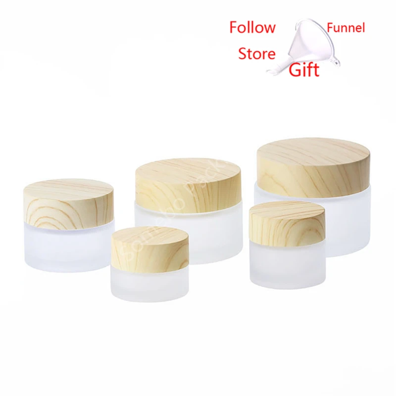 Бутылка для крема с крышкой из древесины переноса воды матового стекла контейнер