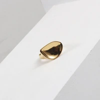 korean style free shipping irregular exaggeration wide surface big party rings for woman girls stainless steel leaf golden ring