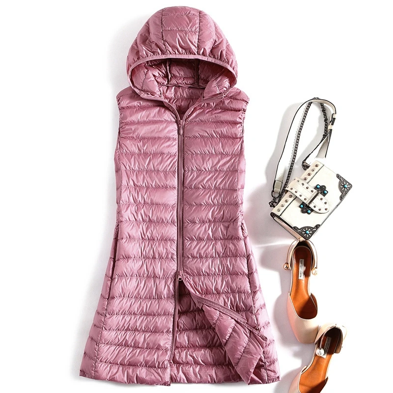 Fitaylor/белый пуховый жилет с капюшоном для женщин Коллекция 2021 года Повседневный