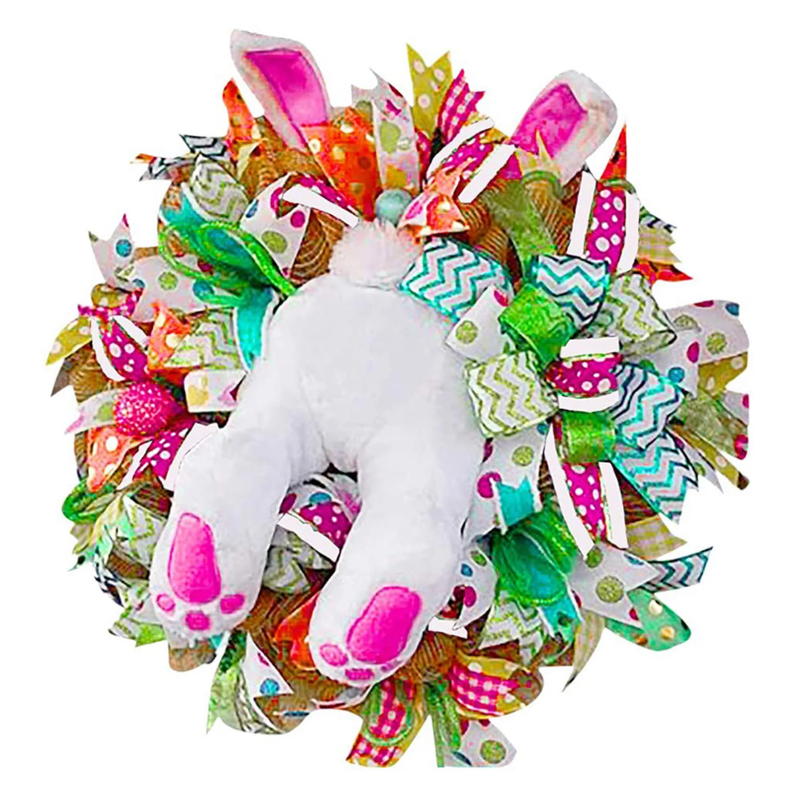 

Newest Easter Rabbit Wreath Decor for Front Door Easter Thief Bunny Butt with Ears Rabbit Shape Garland Wall Decor Easter Decor