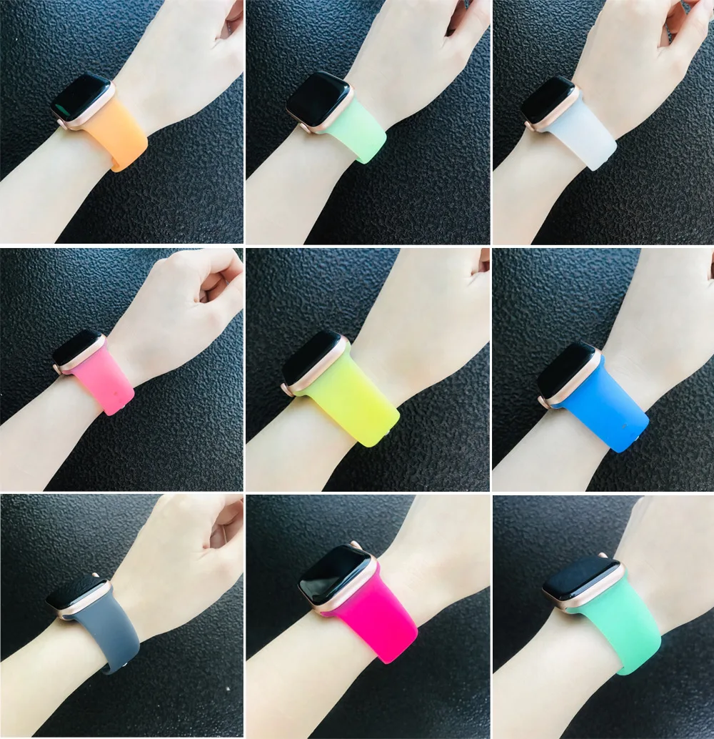 Силиконовый мягкий спортивный ремешок для 44 мм 40 38 42 Apple Watch series 5 4 3 2 резиновый