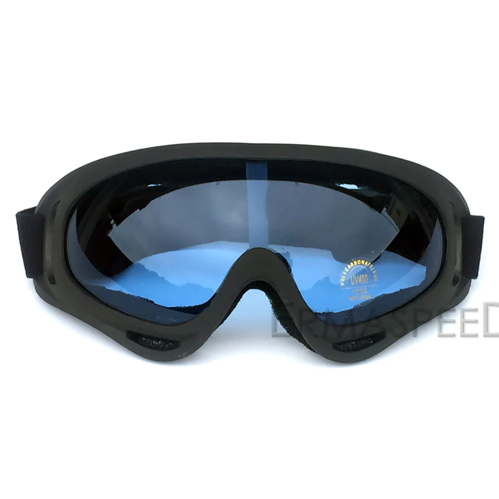 Blue lens Очки для мотокросса Кафе Racer Dirt Bike UV400 Защитные очки в стиле стимпанк байкерские модные мотоциклетные очки на шлем - Цвет: Blue lens