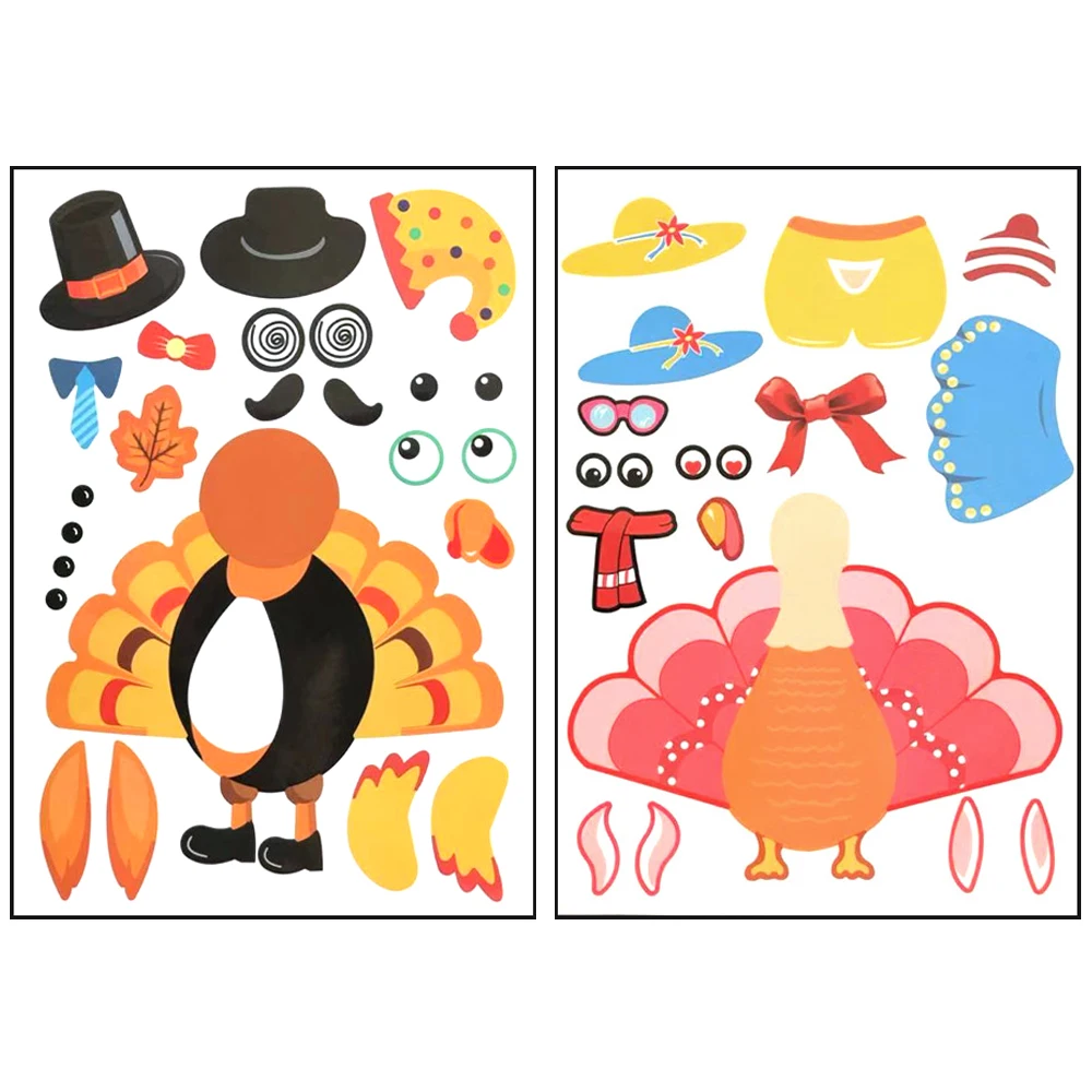 

1pcs Make-A-Turkey Stickers Thanksgiving DIY Sticker for Kids Autumn Fall Harvest Crafts Decoration Party Games Favors Supplies