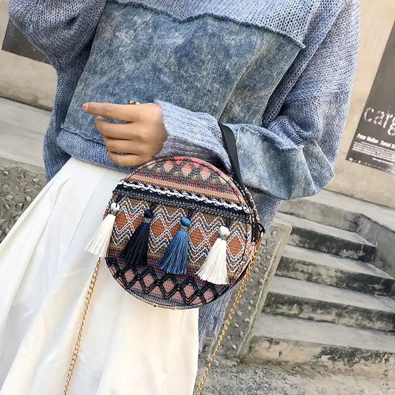 Национальный полосатый Женский кошелек с вышивкой в стиле бохо летние мини-сумки