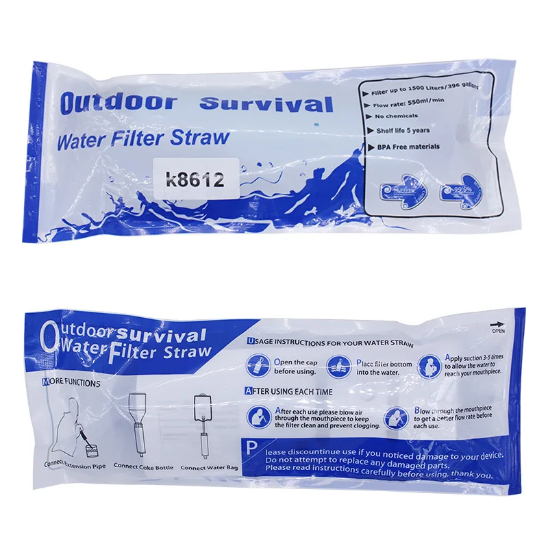 

Disinfection Individual Water Purifier Portable Filter Straw Outdoor Wild Life Emergency Direct Drinking Water Filtering Tool