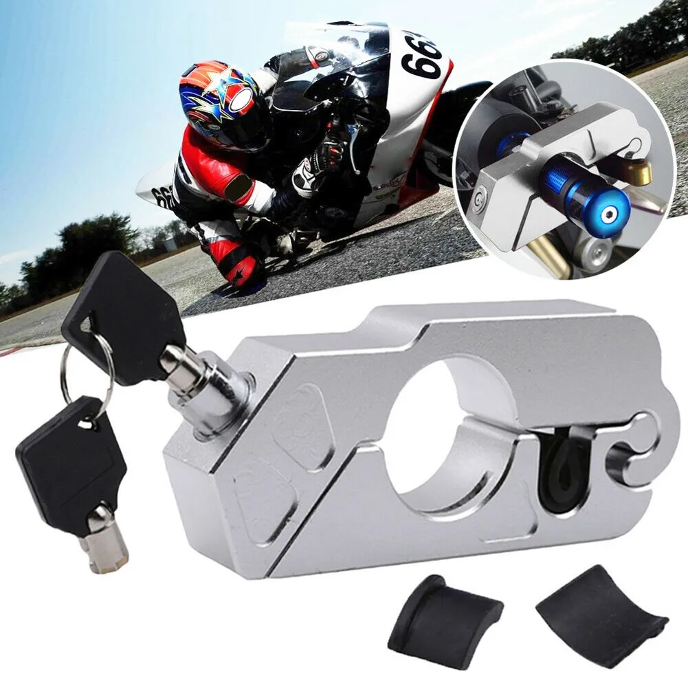 1 X Universal Grip Lock Silver With 2 Keys Motorbike/Motorcycle/Moped Handlebar Throttle Brake Anti-theft Sturdy | Автомобили и