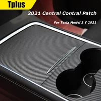 tplus central control panel patch for tesla model 3 y 2021 carbon fiber wood grain interior accessories protective decorative