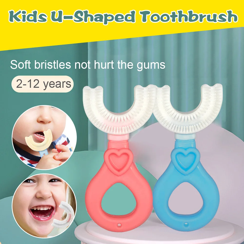 

Baby Toothbrush Children 360 Degree U-shaped Child Toothbrush Teethers Baby Brush Silicone Kids Teeth Oral Care Cleaning