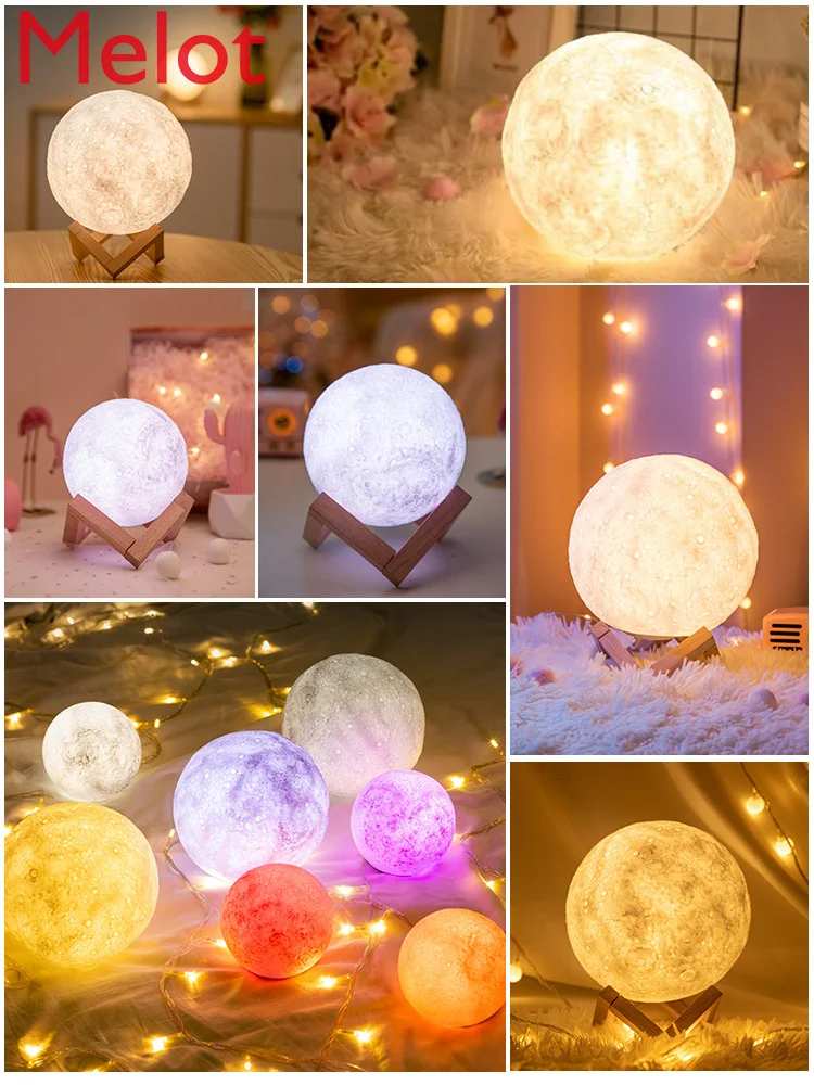 

Rechargeable Bluetooth Audio Bedroom Bedside Sleeping Moon Music Station Light Led Small Night Lamp Home Accessories