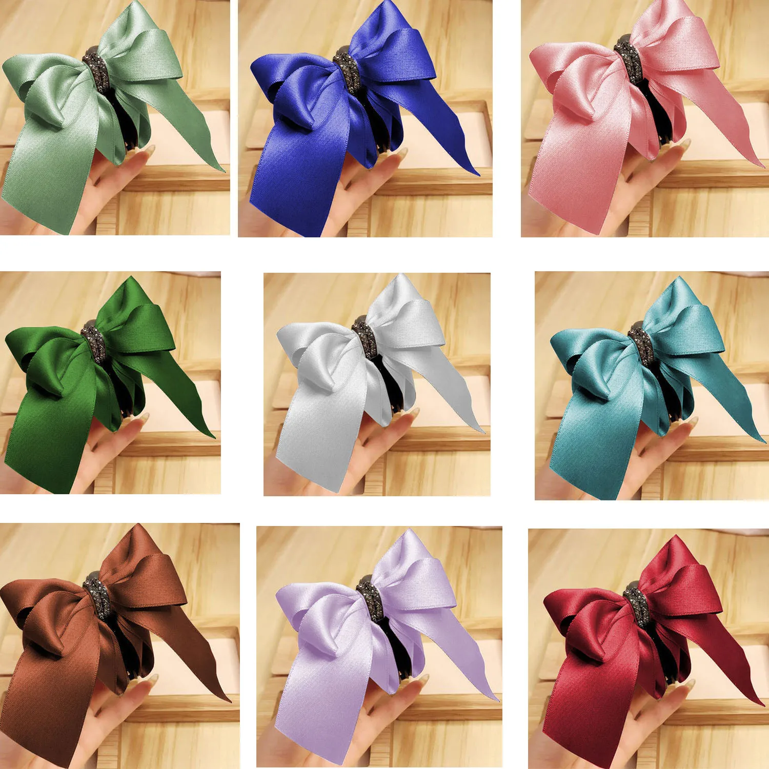 

Заколка для волос женская, с атласным кристаллом, большой зажим для волос, 2021