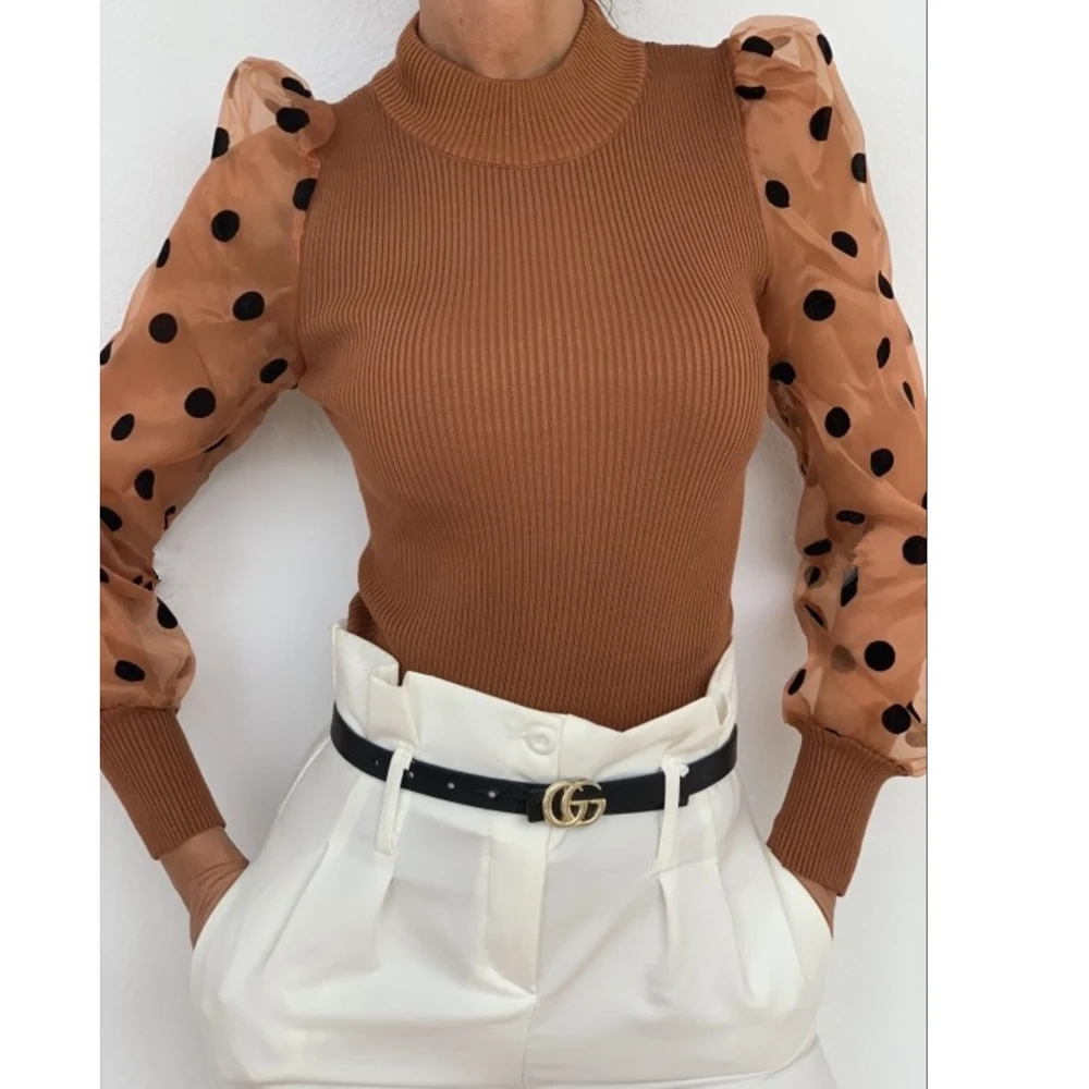 Женская сетчатая прозрачная блузка новинка 2020 элегантные облегающие Топы в