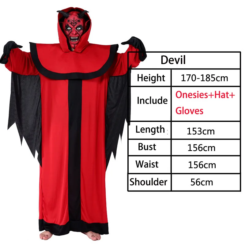 devil ВЗРОСЛЫЙ ТЕРРОР Voodoo Вампир Костюмы на Хэллоуин для женщин и мужчин карнавальные вечерние костюмы призрак невесты скелет костюм аниме для косплея платье - Цвет: devil