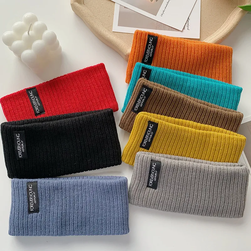 

Winter Knitting Elastic Hair Band Letter Logo Headband Wool Sport Knit Wide-brimmed Hairband Elastic Simplicity Casual Headwear