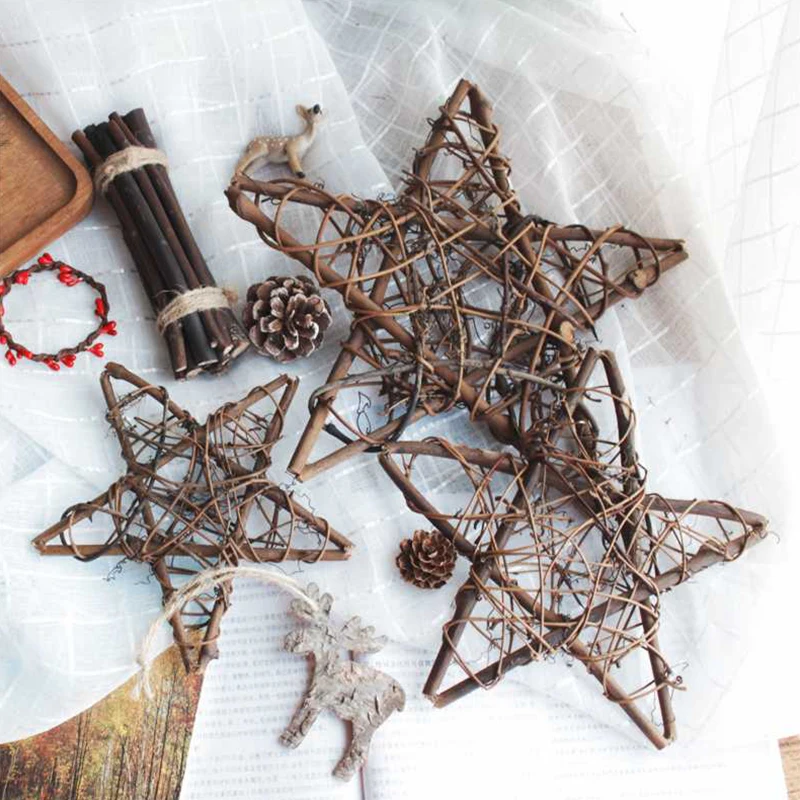 

5pc Star Rattan Woven DIY Rattan Ball Christmas Birthday Party Home Wedding Party Ornaments Decoration Supplies Kids Craft Gifts