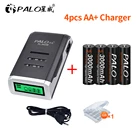 4 шт. AA аккумуляторные батареи 1,2 в Ni-MH AA батарея 3000 мАч LCD Смарт зарядное устройство для AA AAA NiCd NiMh аккумуляторная батарея