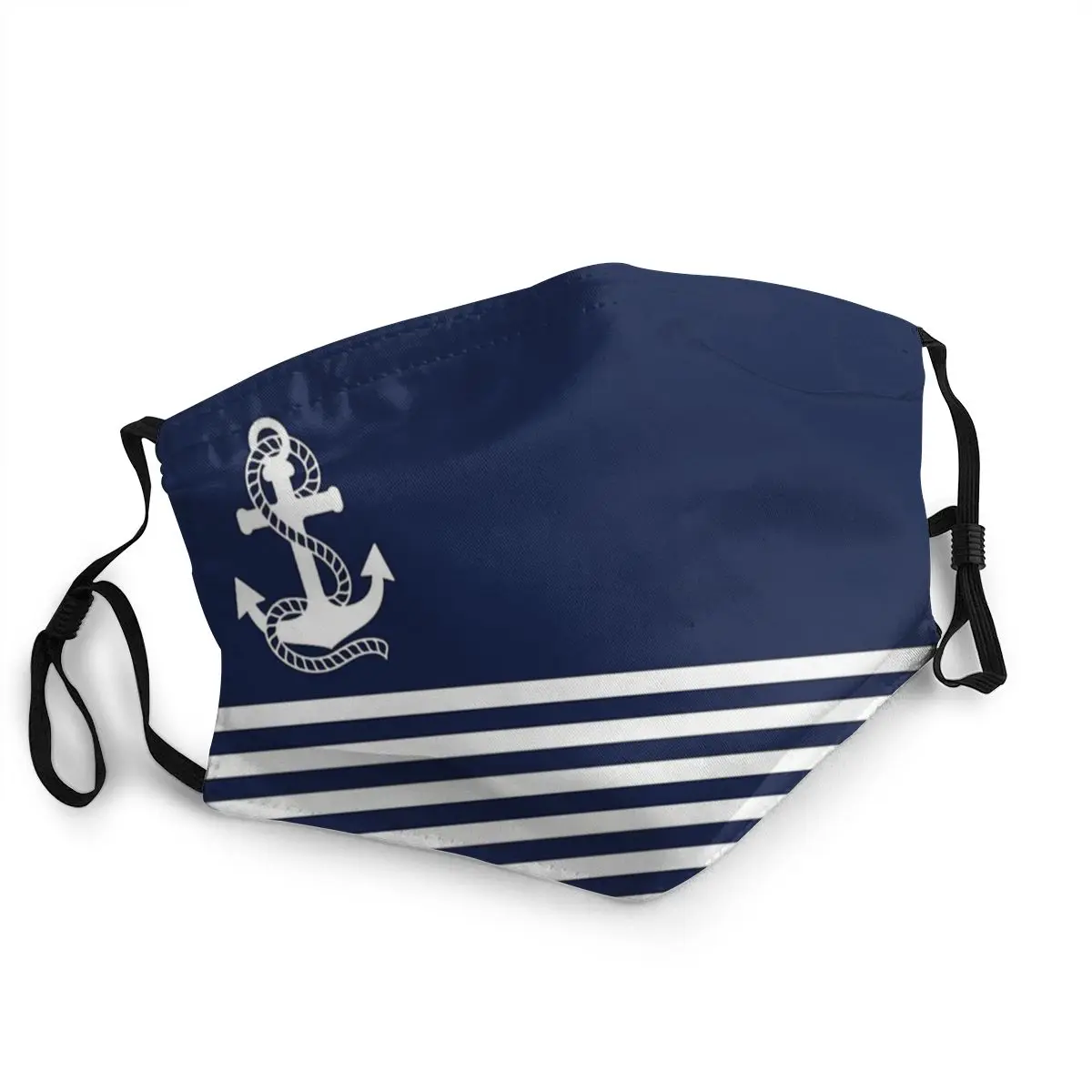 Маска для лица с морскими синими полосками и белым АНКЕРОМ многоразовая маска