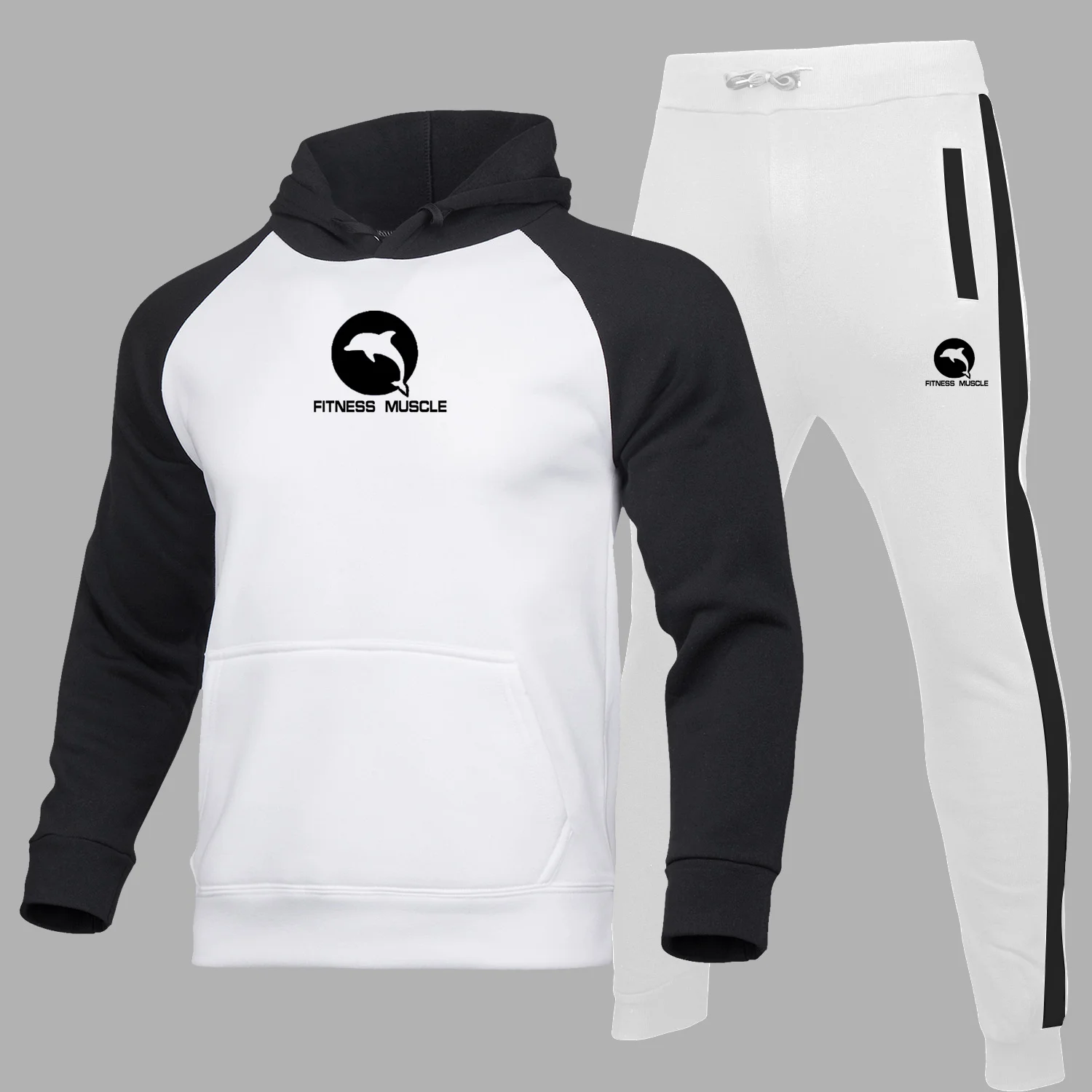 

2021 New Product Men's Suit Men's Hooded Sweater Sweat Shirt Pants Hooded Harajuku Suit Football Series Casual Men's Suit