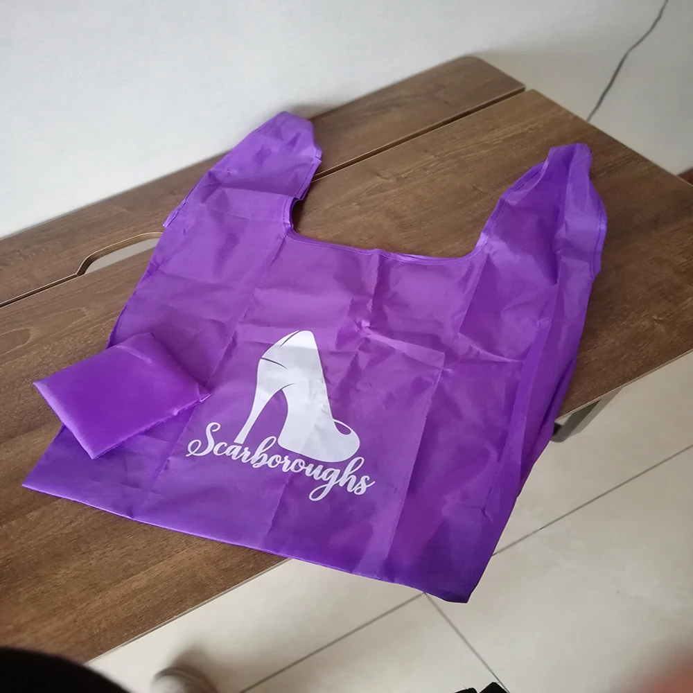 500pcs/lot Promotion Sales Printed Foldable Grocery Bag Reusable Shopping Polyester Large Customized with Logo Easy to Carry | Багаж и