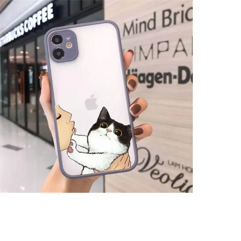 

Don't kiss My Cat cute cat Phone Cases matte transparent For iphone 7 8 11 12 plus mini x xs xr pro max cover