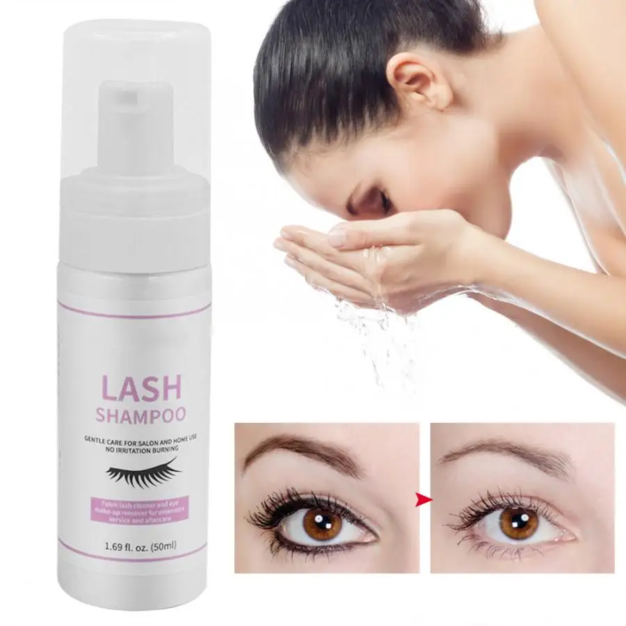 

50ml Eyelash Cleanser Foam Shampoo Pump Design Cleaning Eye Lashes Detergent Before Eyelash Extension Eyes Makeup Beauty Set