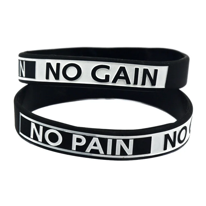 Мотивационные браслеты &quotNever give up&quot и &quotNo Pain No Johan&quot из силиконовой резины