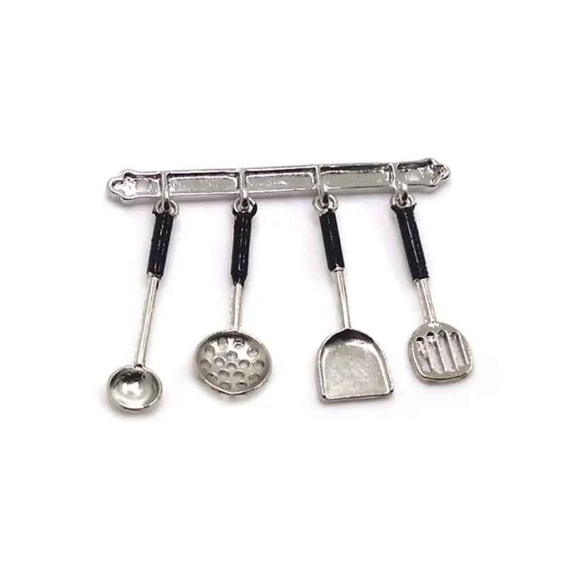 

5pcs/set 1/12 Dollhouse Miniature Accessories Mini Shovel Soup Spoon Storage Holder Simulation Furniture Kitchen Utensils Decor