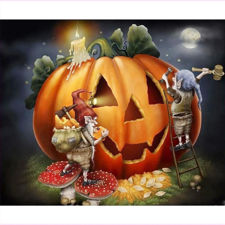 

DIY Diamond Painting Halloween Cross Stitch Kit 5D Diamond Painting Mosaic Rhinestone Embroidery Diamond Mosaic