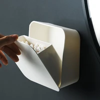 practical wall mounted storage box for paper cotton swab sanitary pad detachable organizer bathroom kitchen self adhesive holder