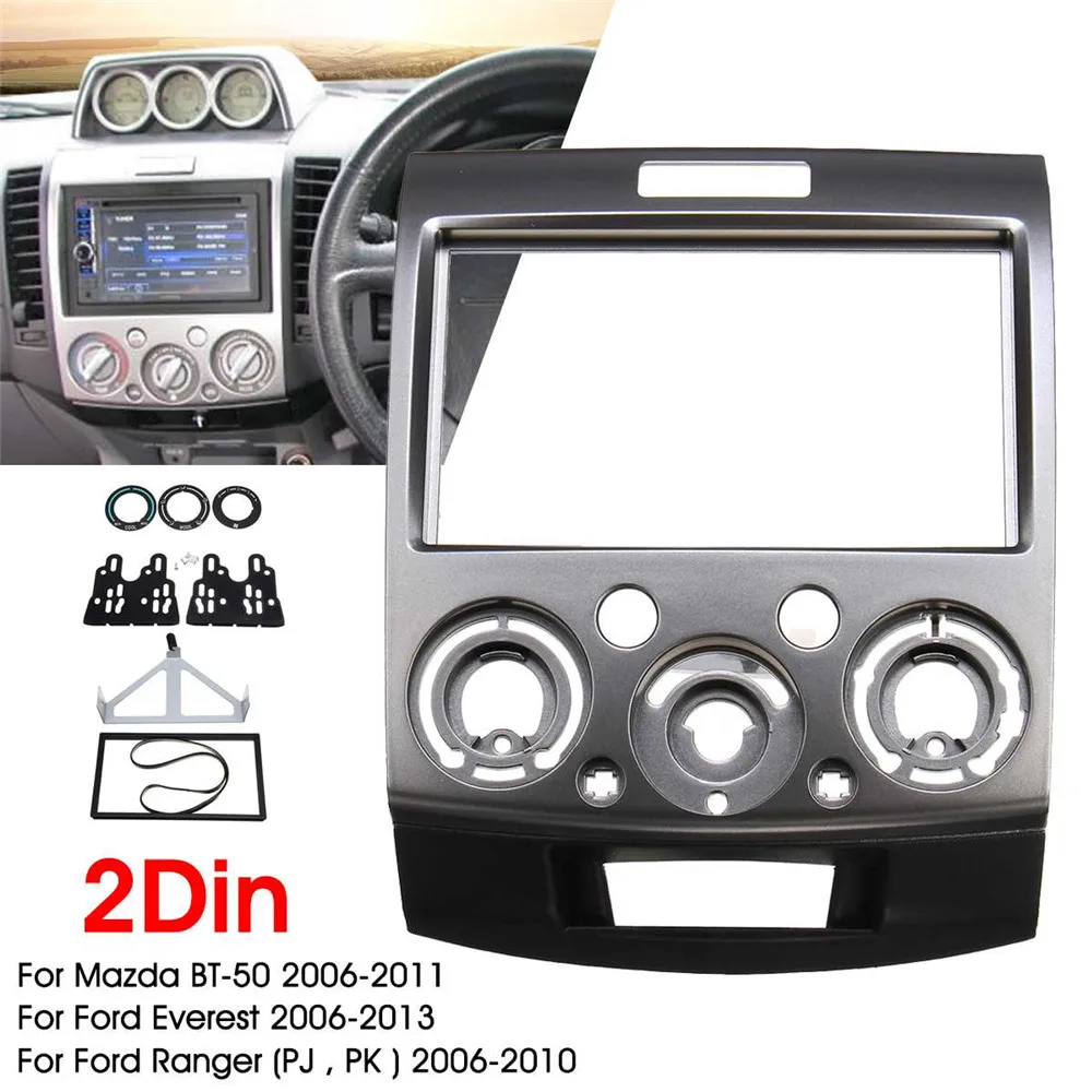 Radio Stereo Panel for Ford Everest Ranger Mazda BT-50 BT50 Double 2 Din Fascia Dash Installation Trim Kit Face Plate Bezel