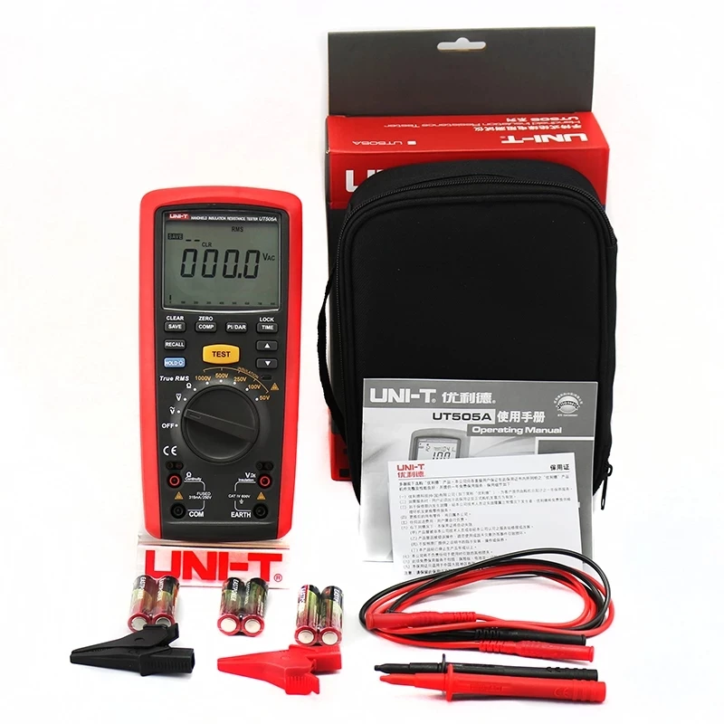 

UNI-T UT505A 1000V Digital Handheld True RMS Megger Insulation Resistance Meter Tester Multimeter Ohm Voltmeter Megohmmeter