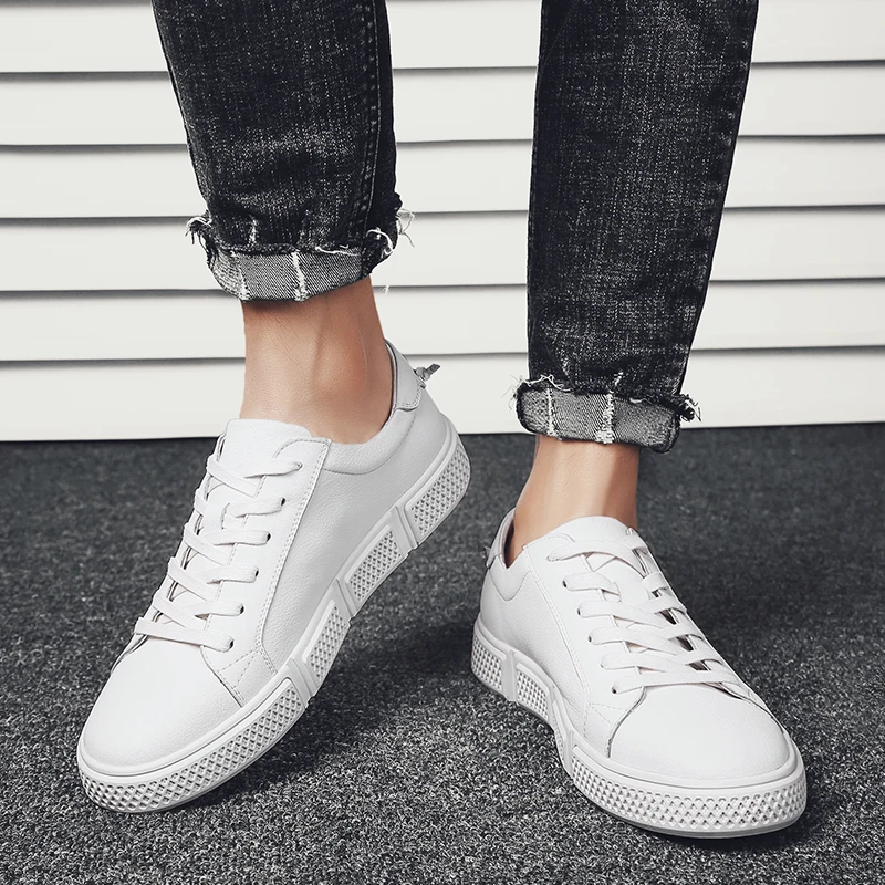 Man Shoes Casual Leather Classic White Men Lace-Up Sneakers Travel Walking Shoe Fashion Spring Autumn | Обувь