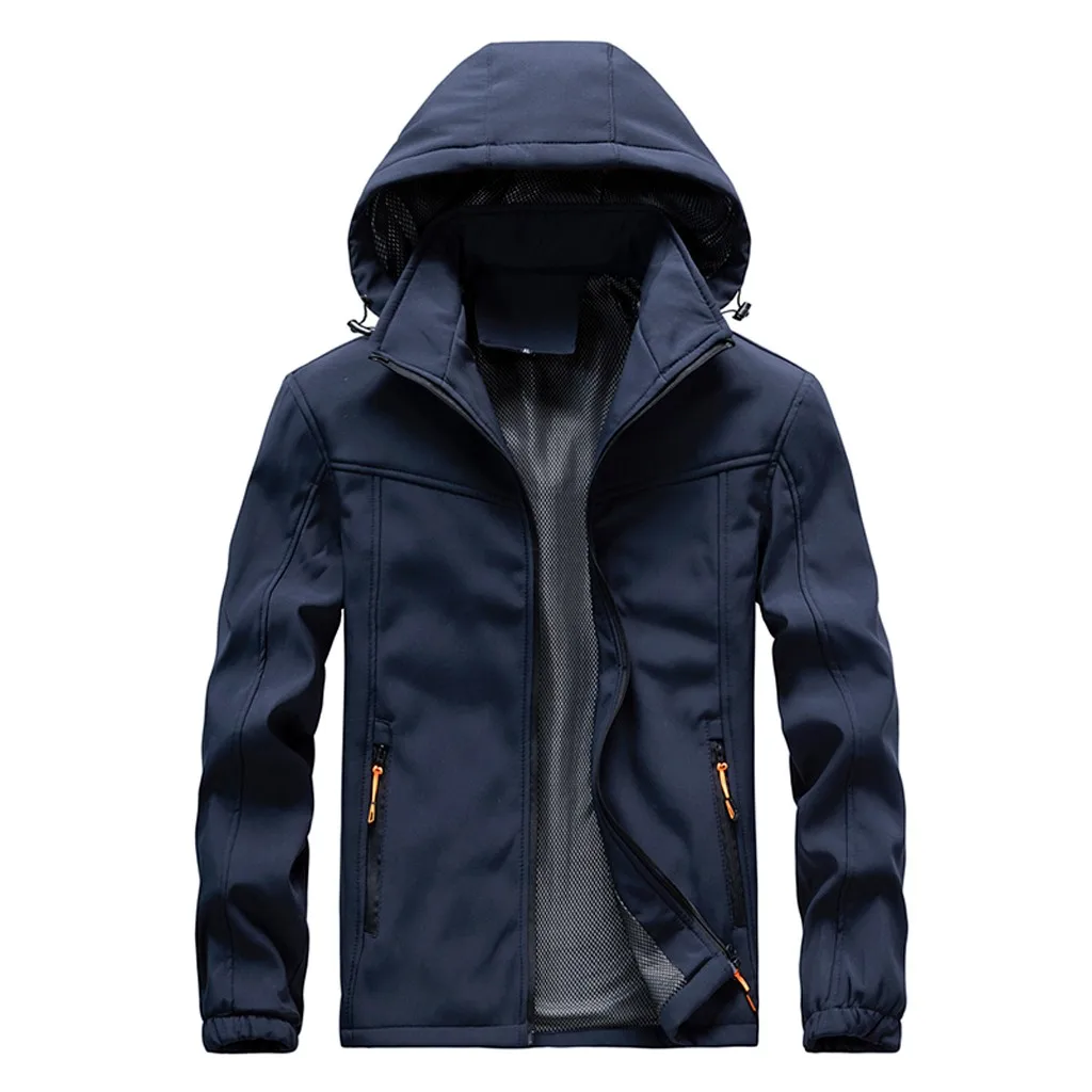 Dark Blue Мужская Осенняя модная водонепроницаемая куртка быстросохнущая дышащая спортивная куртка ветровка куртка Софтшелл мужская куртка - Цвет: Dark Blue