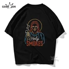 Футболка мужская с принтом Иисуса и Smokes, в стиле Харадзюку