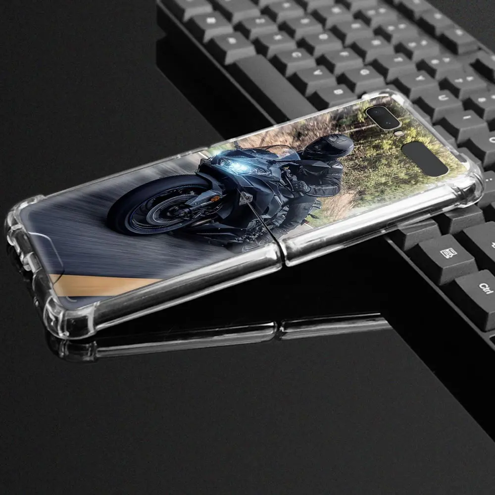 

Motorcycle Phone Case for Samsung Galaxy Z Flip Samsung Z Flip 5G Airbag Shockproof Soft Silicone Cover Shell