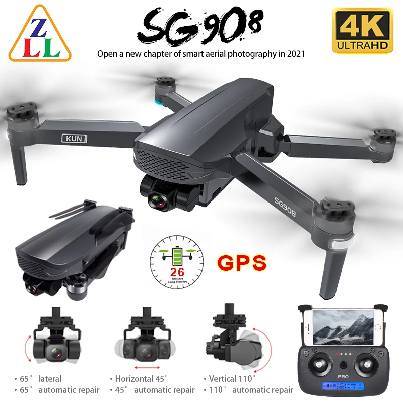 ZLL SG908 GPS Дрон 3-осевому гидростабилизатору 4K Камера 5G Wi-Fi FPV Profesional 1 2 км 50X