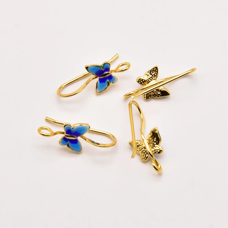 

1 Pair 19mm*6mm 18K Brass Gold-Plated Butterfly Shaped Ear Hooks Earrings Clasps Making For Diy Jewelry Earring JA0309