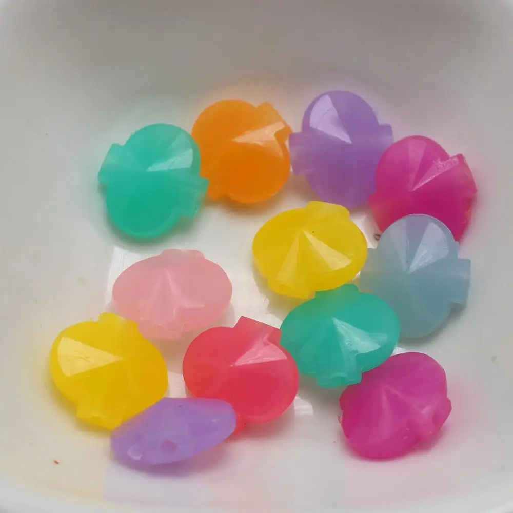 

100 Mixed Jelly Color Acrylic Faceted Flat Lantern Beads 14X12mm Kids Crafts