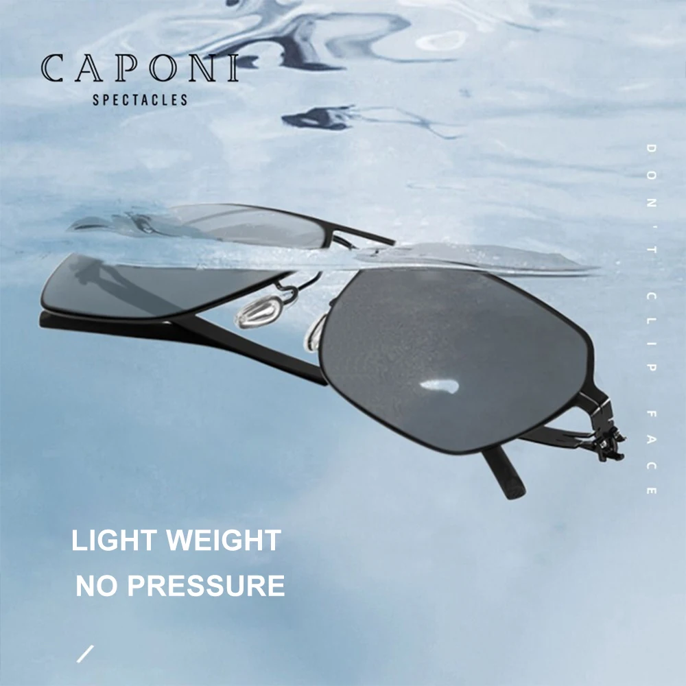 Мужские нейлоновые солнцезащитные очки CAPONI Polaroid Классические в квадратном стиле